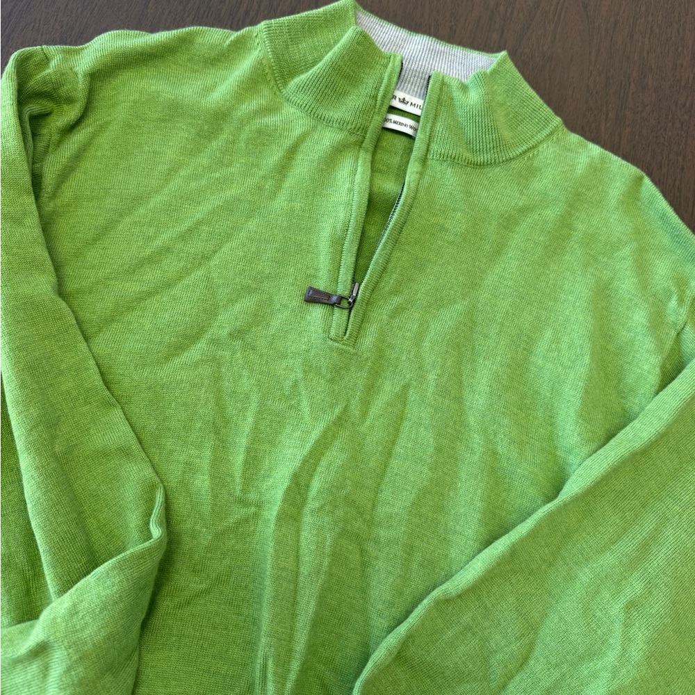 Peter Millar Green Half-Zip Sweater 100% Merino Wool